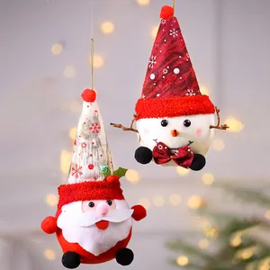Decorazione Appesa Pupazzo di Neve Babbo Natale di Peluche Creativo Ornamento Natalizio per Albero di Natale Casa