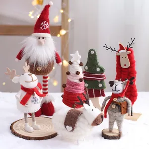 Natale Babbo Natale Alce Albero Feltro di Lana Ornamento da Scrivania Fatto a Mano Decorazione per Festa in Casa Nordica
