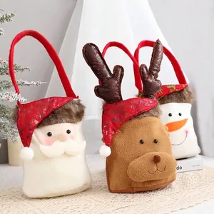 Set de bolsas de regalo de Navidad de felpa con Papá Noel, reno y muñeco de nieve