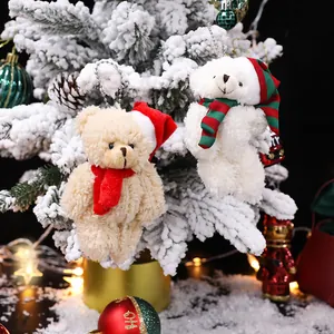 Weihnachtsdekoration Set Plüschbär Anhänger Schneebeflockter Baum Beerenkranz Kugel Ornamente Für Feiertag Zuhause Desktop Party Deko