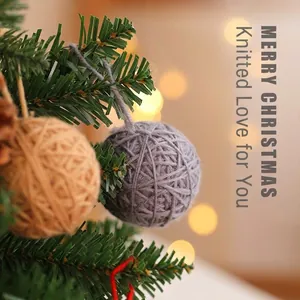 Set di 6 palline di filato intrecciato da 5 cm per l'albero di Natale con luci festive