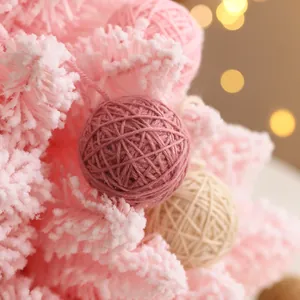 Set di 6 palline di lana rosa da 5cm per decorazioni natalizie fai da te e ornamenti