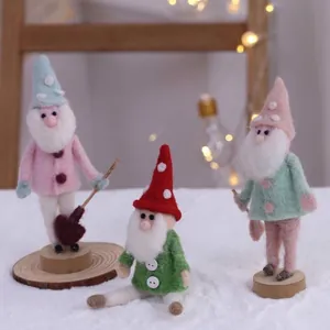 Handmade Wool Felt Christmas Gnome Santa Ornament Nordic Style Tabletop Decorative Hanging Figurine For Home Office Atmosphere