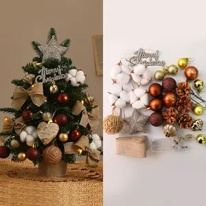 Detailed layout of Christmas tree ornaments including pine cones, balls, and lights