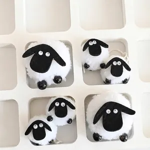 Wolvilt Lam Hangen Ornamenten Schaap Pompon Decoratie Voor Pasen Kerstboom Festival Feest Decor Wit Zwart