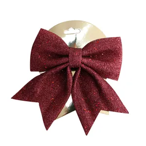Grote bordeauxrode glitter kerststrik voor kerstboom en binnenhuisdecoratie