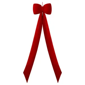 Grand nœud en velours rouge décoration de Noël pour intérieur ornement fête 150cm