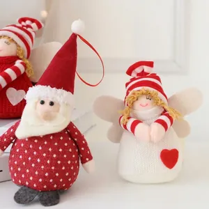 Decorazioni natalizie in maglia, angelo e Babbo Natale per l'albero delle feste natalizie