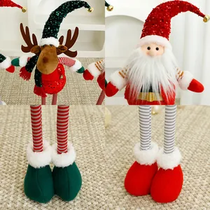 Renna e Babbo Natale di peluche fatti a mano con paillettes per decorazioni di casa
