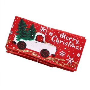 Nastro natalizio rosso con motivo di camion bianco e albero per pacchi regalo fai da te 2m