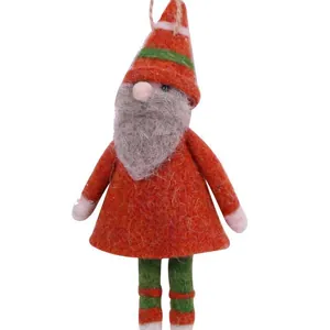 Handmade wool felt Christmas gnome ornament for holiday home and office decoration