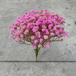Tige de fleur de gypsophile artificielle rose vif pour mariage et décoration intérieure