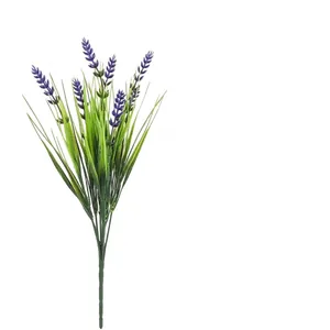 Lifelike artificial lavender bundle with vibrant green grass for outdoor wedding and garden decor