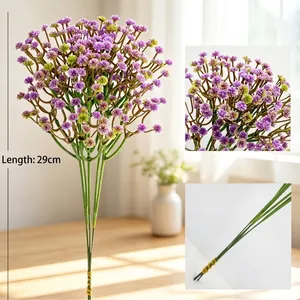 Purple and green artificial baby's breath bouquet for home and wedding decor, 29cm