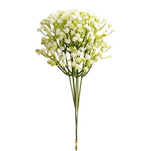 White artificial baby's breath flower branch for home decor and wedding arrangements