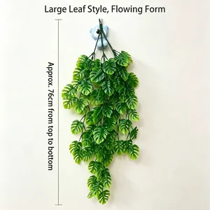 Realistic artificial hanging monstera greenery plant for wall decor, 76cm length