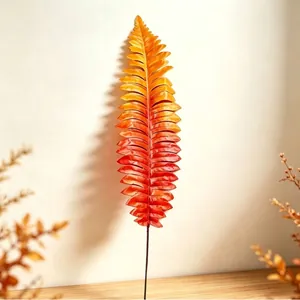 Feuille de fougère de Perse artificielle de 44cm avec dégradé orange rouge décor