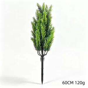 Full view detail of a 60cm green artificial pine stake for outdoor Christmas garden decor