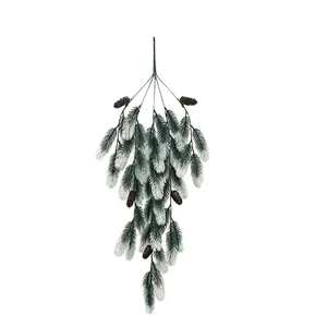 Artificial Christmas pine branch with pine cones for hanging wall and home decoration