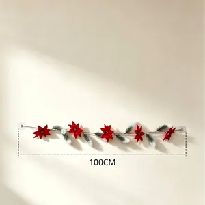 Ghirlanda natalizia da 100cm con stella di Natale e aghi di pino per decorazione
