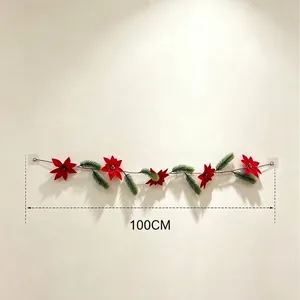 Ghirlanda natalizia artificiale da 100cm con stelle di Natale e aghi di pino per feste