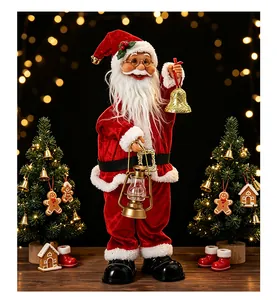Statuetta di Babbo Natale elettrico musicale dettagliata con alberi di Natale.