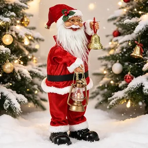 Babbo Natale elettrico con campana e lanterna, decorazione natalizia di alta qualità con musica