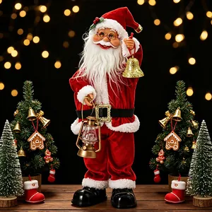 Babbo Natale elettrico con lanterna e campana, decorazione natalizia festiva da interno