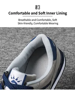 Detail view of the soft and breathable grey inner lining of a men's sneaker