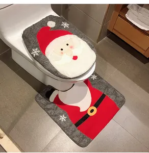Set copriwater e tappetino a tema Babbo Natale per decorazioni natalizie per il bagno