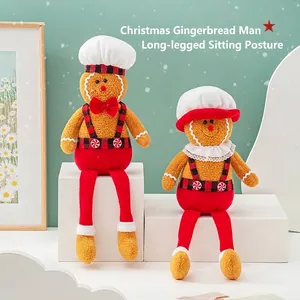 Χριστουγεννιάτικη Λούτρινη Κούκλα Gingerbread Man Μακριά Πόδια Διακοσμητικό για Σπίτι Κατάστημα Βιτρίνα Διακόσμηση