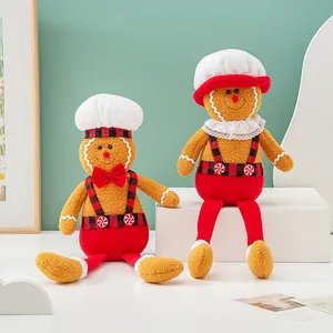 Χριστουγεννιάτικες λούτρινες κούκλες μελόψωμο με μακριά πόδια και καπέλα σεφ