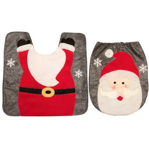 Set bagno natalizio con copriwater e tappetino a forma di U con Babbo Natale