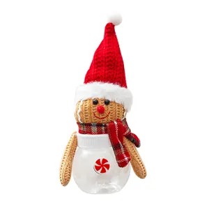 Weihnachts-Süßigkeiten-Glas Lebkuchenmann mit roter Weihnachtsmütze und Karoschal