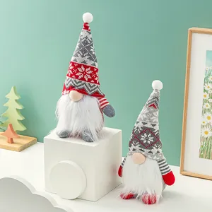 Zweiteiliges Set festlicher Weihnachtswichtel mit Schneeflockenmützen und Bärten
