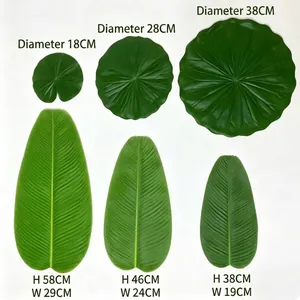 Artificial Realistic Green Polyester Leaves Banana Leaf And Lotus Leaf For Table Placemat Party Decor Fruit Shop Props