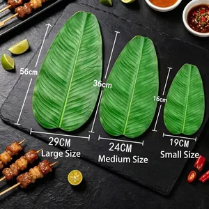 Realistic artificial banana leaves set in 3 sizes for tropical party table decor
