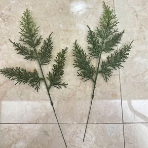 Branches de Pin Artificielles Colle Souple Cinq Dents Aiguilles Vertes pour Décoration Couronne Noël Paysage DIY Artisanat Maison