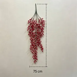 75cm Kunstmatige Rode Bessen Slinger voor Kerstmis Huisdecoratie en Feestelijke Hangende Versiering