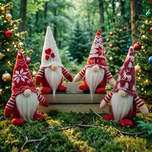 Weihnachten Gestrickte Zwerg Ornament Gesichtsloser Puppe Sitzende Plüsch Tomte Dekoration Für Zuhause Party Weihnachtsdeko