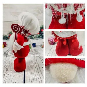 Handmade plush Christmas chef gnome doll with lollipop ornament for festive holiday decor