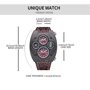 Especificaciones detalladas del reloj de cuarzo punk para hombre con esfera grande