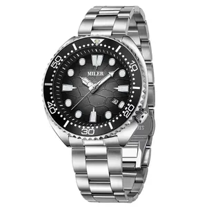 Detailed macro view of men's quartz watch with black honeycomb dial and rotating bezel