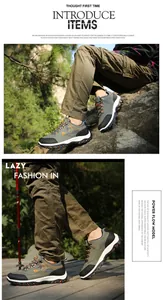 Detailed view of durable green outdoor hiking shoes featuring non-slip rubber soles