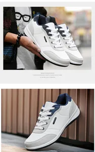 Detail view of comfortable white men's walking shoes with soft soles for seniors