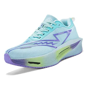Chaussures de course de course légères et respirantes en vert menthe avec touches violettes