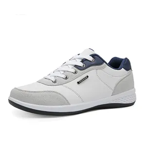 Casual men's sports walking shoes with non-slip soft soles in white and navy blue