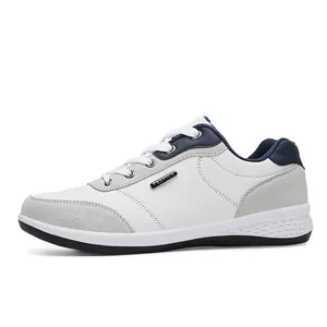 Comfortable men's walking shoes with non-slip soft sole in white and blue design