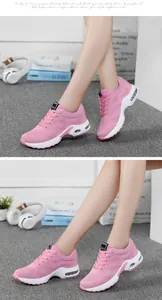 Detailed side view of pink women's breathable running sneakers for spring and summer