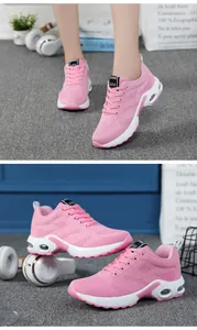 Lightweight pink women's running sneakers with breathable mesh and air cushion sole